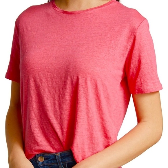 Majestic Filatures Women's Linen/Elastane Short Sleeve Crewneck Pink Tee - Picture 13 of 13